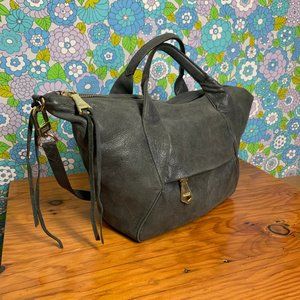 Aimee kestenberg Grey Pebbled Leather Boho Slouch Crossbody Bag
